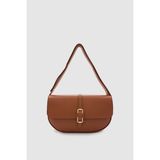 Selra Toka Detaylı Mıknatıs Kapamalı Iç Cepli Omuz Çantası Taba - 26 x 14 x 6 cm