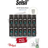 Selsil 12 Adet Akrilik Sprey Boya 400 ml Mat Beyaz ve Rosie - Şeffaf