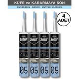 Selsil 280 ml Mutfak ve Banyo Silikonu, 4 Adet - Şeffaf - 240 ml