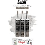 Selsil 3'lü Genel Amaçlı Silikon 280 gr ve Rosie Pamuk - Şeffaf - 240 ml