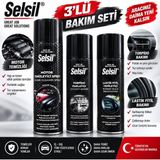 Selsil 3'lü Set Motor Temizleyici 500ML Torpido Parlatıcı 200ML Lastik Fitil Yenileyici 200ML