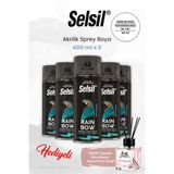 Selsil (400 Ml X 5 Adet) Buzdolabı Beyazı Akrilik Sprey Boya, Rosıe Oda Kokusu