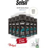 Selsil 400 ml x 7, Mat Beyaz Akrilik Sprey Boya ve Rosie - Şeffaf
