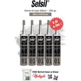 Selsil 5 Al 4 Öde Genel Amaçlı Silikon 280 gr ve Rosie Pamuk - Şeffaf - 240 ml