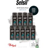 Selsil 9'lu 400 ml Siyah Mat Sprey Boya ve Rosıe - Şeffaf