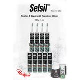 Selsil 9'Lu Beyaz Renk Süpürgelik Yapıştırıcı Silikon Ve Rosıe