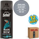 Selsil Arge Toptan Rainbow Akrilik Sprey Boya 400 ml Gümüş Grisi Ral 7001 12 Adet