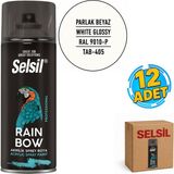 Selsil Arge Toptan Rainbow Akrilik Sprey Boya 400 ml Parlak Beyaz Ral 9010-P 12 Adet