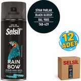 Selsil Arge Toptan Rainbow Akrilik Sprey Boya 400 ml Parlak Siyah Ral 9005-P 12 Adet