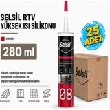 Selsil Arge Toptan Rtv Yüksek Isı Silikonu 280 ml 25 Adet