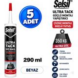 Selsil Arge Toptan Ultra Tack No Nail Beyaz Ultra Güçlü Yapıştırıcı 290ML Kokusuz ve Yüksek Mukavemetli 5 Adet