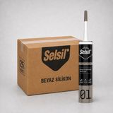 Selsil Genel Amaçlı Beyaz Silikon 280 gr Cam PVC Seramik Metal Banyo Mutfak Sızdırmazlık Dolgu Malzemesi 25 Adet