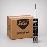 Selsil Genel Amaçlı Şeffaf Silikon 280 gr Cam PVC Seramik Metal Banyo Mutfak Sızdırmazlık Dolgu Malzemesi 25 Adet