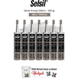 Selsil Genel Amaçlı Silikon 7 Al 6 Öde 280 gr ve Rosie Pamuk - Şeffaf - 240 ml