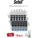 Selsil Mutfak ve Banyo Silikonu 12 x 280 ml ve Rosie - Şeffaf - 240 ml