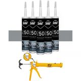 Selsil Poliüretan Mastik Gri 280 Ml. - 5 Adet + Alüminyum Silikon Tabancası