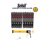 Selsil Poliüretan Sosis Mastik Siyah 600 Ml. - 10 Adet + Alüminyum Sosis Tabancası 600 Ml.