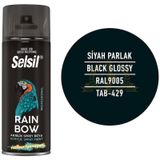 Selsil Rainbow Akrilik Sprey Boya Parlak Siyah 400 Ml. - RAL9005