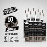Selsil Şeffaf Genel Amaçlı Silikon 280 gr Cam Pvc Seramik Banyo Mutfak Sızdırmazlık - 10 Adet