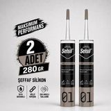 Selsil Şeffaf Genel Amaçlı Silikon 280 gr Cam Pvc Seramik Banyo Mutfak Sızdırmazlık - 2 Adet