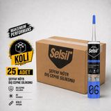 Selsil Şeffaf Nötr Dış Cephe Silikonu 300 ml UV Dayanımlı Cam Pvc Beton Derz Dolgu Mastiği 25 Adet (1 Koli)