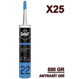 Selsil Silikonize Antrasit Gri Mastik 500 Gr - 25 Adet