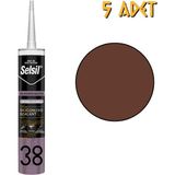 Selsil Silikonize Mastik 500 Gr Kahverengi 5 Adet Çift Yönlü Uygulama İçin Yüksek Yapışma Gücü - 500 gr.