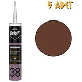 Selsil Silikonize Mastik Kahve 500 Gr. - 5 Adet