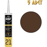 Selsil Silikonize Mastik KAHVERENGİ 500 gr. - 5 Adet