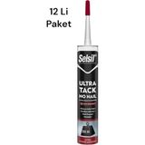 Selsil Ultra Tack 350 kg Kadar Güçlü Yapıştırıcı Beyaz Silikon 12 Li Paket - Şeffaf - 290 ml