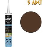 Selsil Yağmura Dayanıklı Silikonize Mastik Kahverengi 485 Gr. - 5 Adet