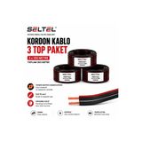 SELTEL Kordon Kablo 2x0,75 mm² Siyah 3 Top 300 Metre | Aydınlatma tesisat Hoparlör Kablosu Ses Sistemi Amfi Kablo
