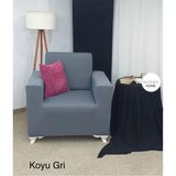 Seltenet Mikropetek Likrali Tek Kişilik Koltuk Kılıfı Streç Lastıklı Berjer Çekyat Kanepe Örtüsü - 80 x 120 cm - Koyu Gri