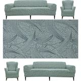 Seltenet Streç Lastikli Esnek Yıkanabilir Pamuklu Sehra Desen 3+3+1+1 Jakarlı Koltuk Örtüsü Koltuk Kılıfı - 180 x 230 cm - Gri