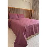Selvi 3 Parça Çift Kişilik Yatak Örtüsü 235X245 Cm Mürdüm