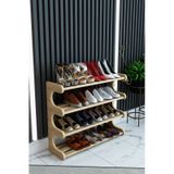 Selvi- Safir Meşe -4 Raflı Ahşap Ayakkabılık -çok Amaçlı Dekoratif Raf, Organizer Safirmeşe