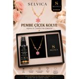 Selvica 316L Çelik Pembe Lotus Sakura Kolye Ve 316L Çelik Takı Temizleme Losyon Seti | 316L Çelik Takı Temizleme Losyonlu Kolye Seti | Sevgiliye Hediye Seti
