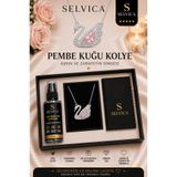 Selvica 316L Çelik Pembe Taşlı Swan Kuğu Kolye Ve 316L Çelik Takı Temizleme Losyon Seti | 316L Çelik Takı Temizleme Losyonlu Kolye Seti | Sevgiliye Hediye Setii