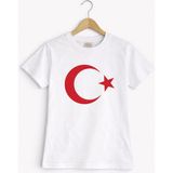 Selvira Atatürk Baskılı & Türk Bayrağı Desenli Çocuk Tişört – %100 Pamuk, Unisex Kız & Erkek - Beyaz - Kırmızı - 5 Yaş