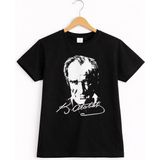 Selvira Atatürk Baskılı & Türk Bayrağı Desenli Çocuk Tişört – %100 Pamuk, Unisex Kız & Erkek - Siyah - 5 Yaş