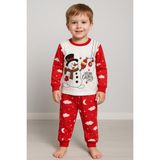 Selvira Baskılı Yılbaşı/noel Temalı Çocuk Pijama Takımı - Kışlık Pamuklu Takım - Kırmızı - Beyaz - 5 Yaş