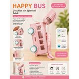 Selvira Happy Bus Otobüs Şeklinde Çocuk Suluğu 500 ml – Pipetli, Sızdırmaz Kapaklı, Bpa Içermez, Askılı Oyuncak Suluk - Pembe