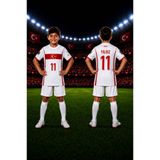 Selvira Kenan Yıldız 11 Numaralı Çocuk Futbol Forması Beyaz Kırmızı Türkiye Milli Takım Taraftar Forma Takımı Şortlu Lisanssız Spor Giyim Seti