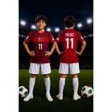 Selvira Kenan Yıldız 11 Türkiye Çocuk Futbol Forması Takımı Kırmızı Beyaz Milli Takım Taraftar Forma Seti Şortlu Spor Giyim - 8 - 9 Yaş - Kırmızı - Beyaz