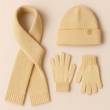 Selvira Örgü 3'lü Kışlık Set | Bere, Atkı ve Eldiven Takımı | Unisex Soğuk Hava Aksesuarı - Standart - Bej