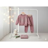 Selvira Şardonlu Taşlı Baskılı Kışlık 2'li Sweatshirt Eşofman Seti - 2 Yaş - Lila - Mor