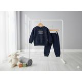 Selvira Şardonlu Taşlı Baskılı Kışlık 2'li Sweatshirt Eşofman Seti - 3 Yaş - Lacivert