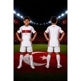 Selvira Türkiye Milli Takım Çocuk Futbol Forması Beyaz Kırmızı Şortlu Forma Takımı Taraftar Forması Çocuk Spor Giyim Seti Futbol Kıyafeti