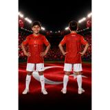 Selvira Türkiye Milli Takım Çocuk Futbol Forması Kırmızı Şortlu Forma Takımı Taraftar Forması Çocuk Spor Giyim Seti Futbol Kıyafeti