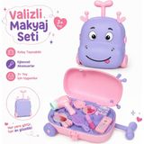 Selvira Valizli Makyaj Seti Çekçekli Oyuncak Bavul Kız Çocuk Güzellik ve Kuaför Oyuncak Seti Taşınabilir Aksesuarlı Rol Yapma Oyuncağı 3+ Yaş Mor Pembe - Lila